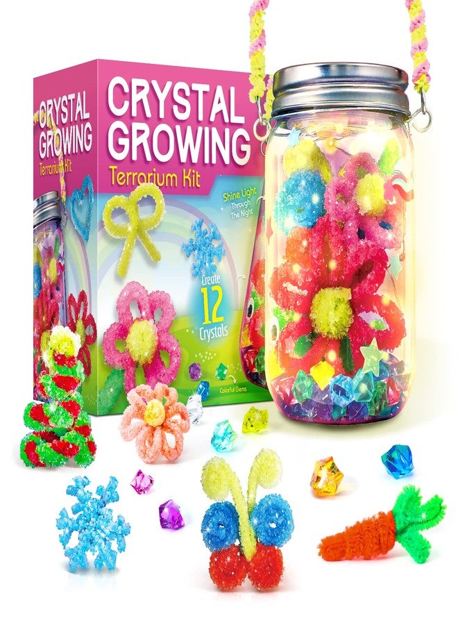 XXTOYS Crystal Growing Kit - Crafts for Girls Ages 6-8 - Create 12 Flowers Crystals Science Experiment Kit - DIY Decorative Lamp Set Light Up The Night - STEM Educational Toys Gifts for 6+ - Image 1