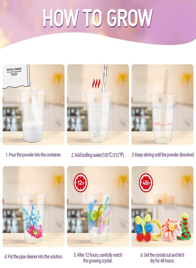 XXTOYS Crystal Growing Kit - Crafts for Girls Ages 6-8 - Create 12 Flowers Crystals Science Experiment Kit - DIY Decorative Lamp Set Light Up The Night - STEM Educational Toys Gifts for 6+ - Image 3