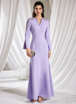 evening dresses uae Luxury Beaded Dubai Green Evening Dresses with Spaghetti Straps SS225 Green V-Neck / 12