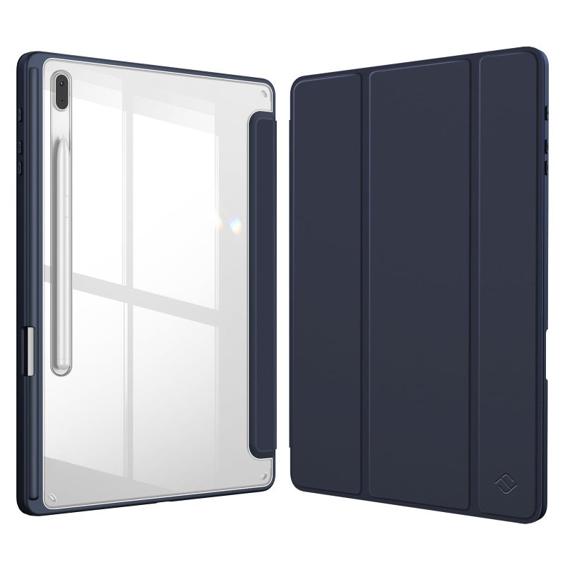 Fintie Hybrid Slim Case for Samsung Galaxy Tab S8 Plus 2022/S7 FE 2021/S7 Plus 2020 12.4 Inch with S Pen Holder, Shockproof Cover with Clear Transparent Back Shell, Auto Wake/Sleep, Navy - Image 1