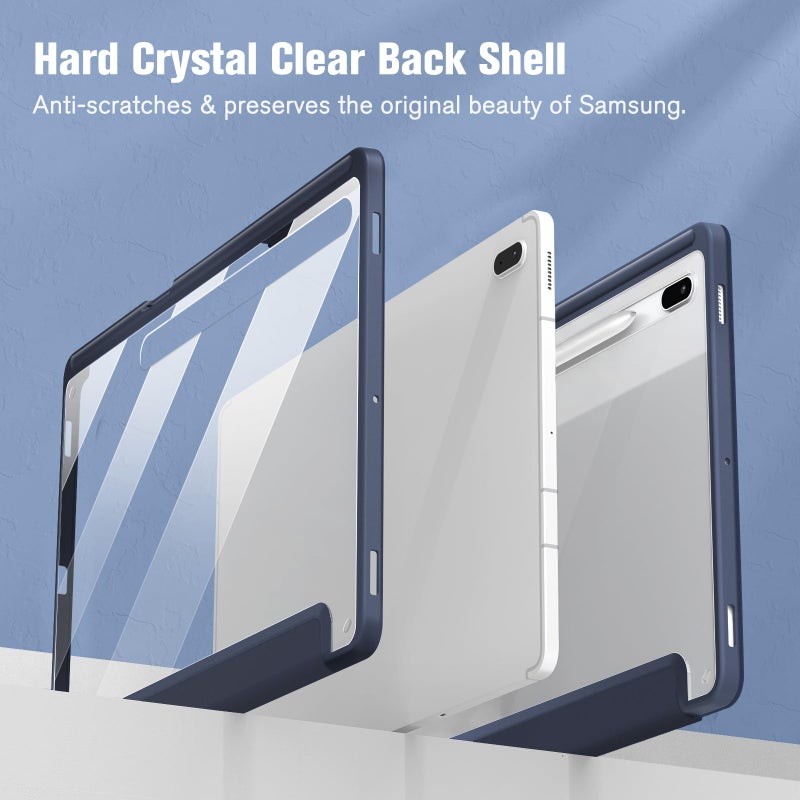 Fintie Hybrid Slim Case for Samsung Galaxy Tab S8 Plus 2022/S7 FE 2021/S7 Plus 2020 12.4 Inch with S Pen Holder, Shockproof Cover with Clear Transparent Back Shell, Auto Wake/Sleep, Navy - Image 3