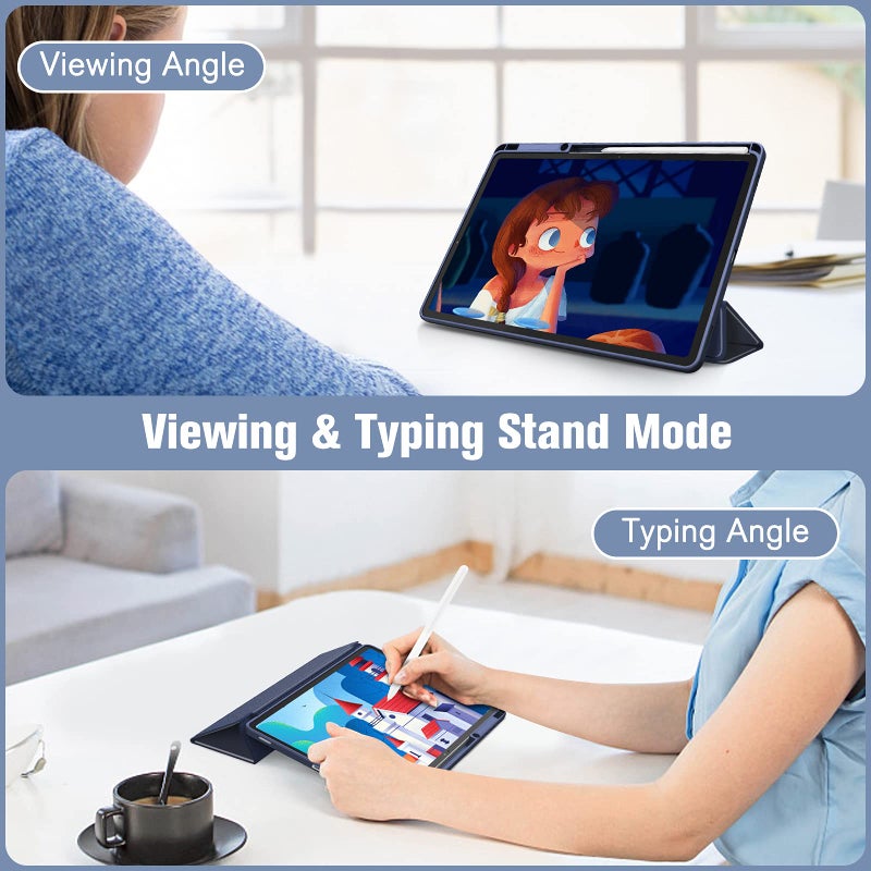 Fintie Hybrid Slim Case for Samsung Galaxy Tab S8 Plus 2022/S7 FE 2021/S7 Plus 2020 12.4 Inch with S Pen Holder, Shockproof Cover with Clear Transparent Back Shell, Auto Wake/Sleep, Navy - Image 5