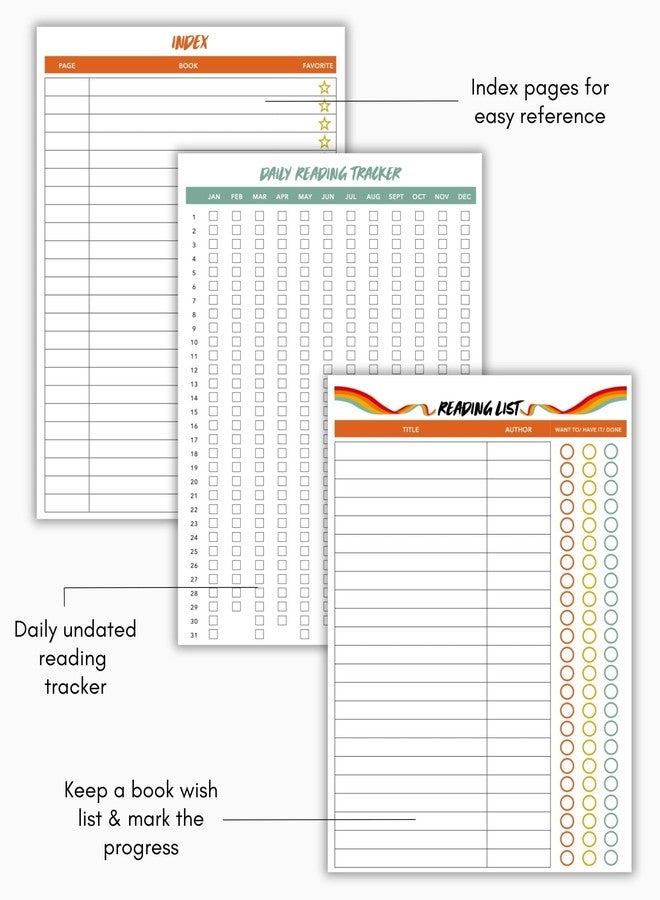 لامير مفكرة لامار للقراءة - مفكرات قراءة لمحبي الكتب - مفكرة قراءة - سجل قراءة لـ 80 كتابًا لمحبي الكتب، هدايا للنساء والرجال - مفكرة مراجعة الكتب - مفكرة تتبع الكتب المنظمة - Image 4