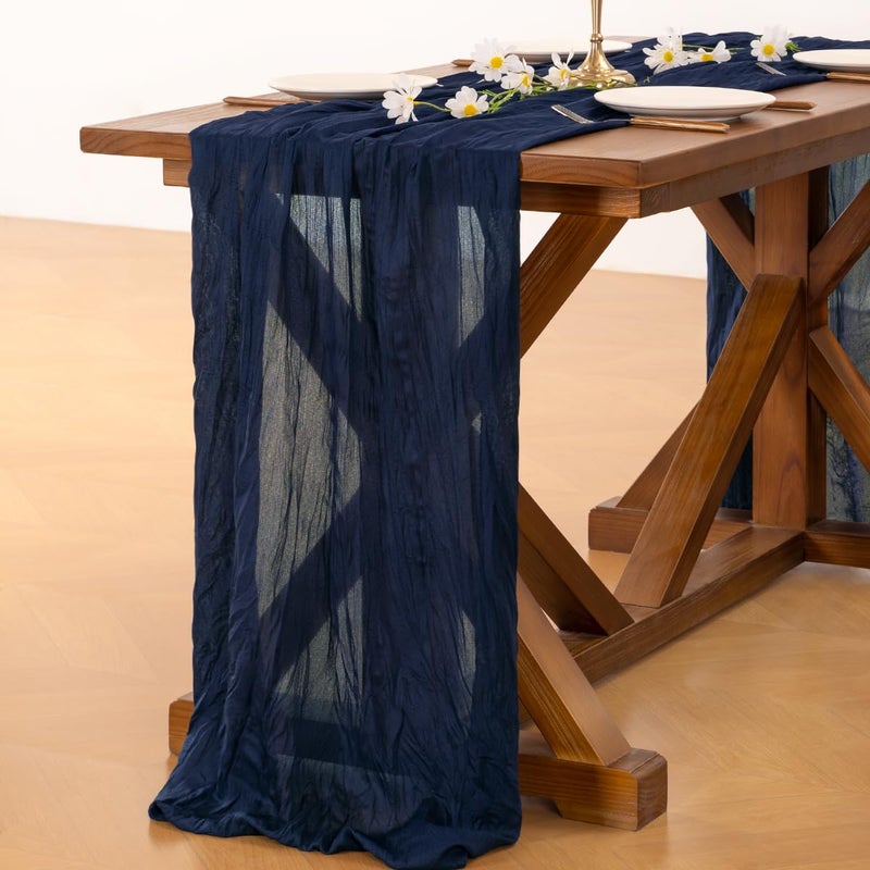 Socomi Navy Blue Easter Spring Cheesecloth Table Runner Boho Rustic Gauze 120 inch 10FT Cheese Cloth Runner for Wedding Party Baby Shower Birthday Home Decor Holiday Decorations - Image 5