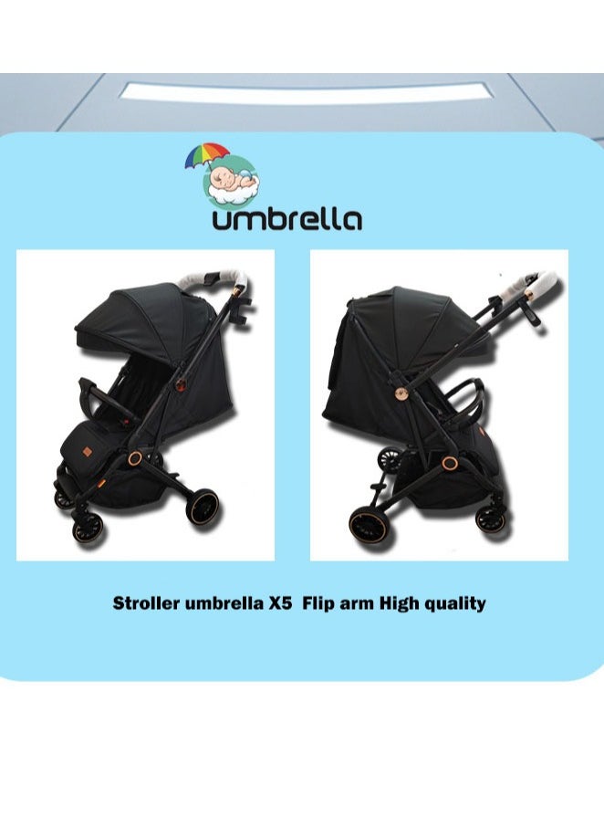 umbrella - Stroller umbrella X5  flip arm High quality-Black - Image 1