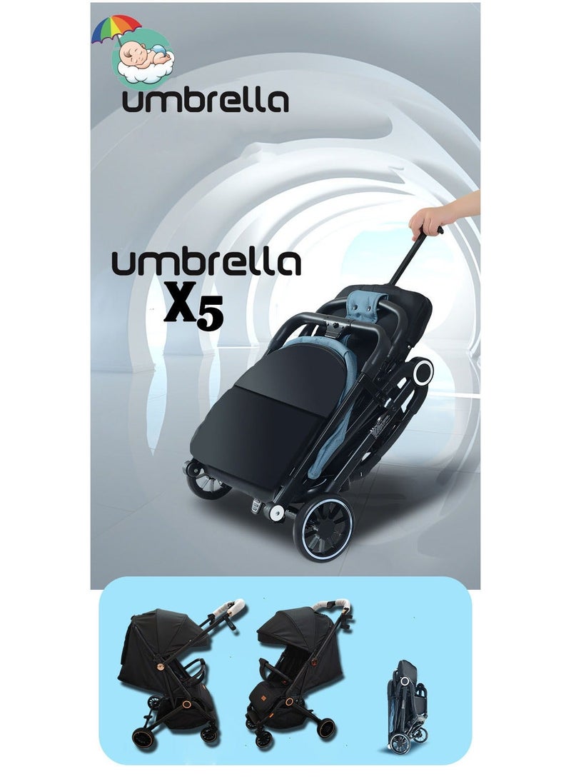 امبريلا عربية اطفال امبريلا اكس 5 ار  ذراع قلاب  وطاوله طعام  عالية الجودة-أسود - Image 3