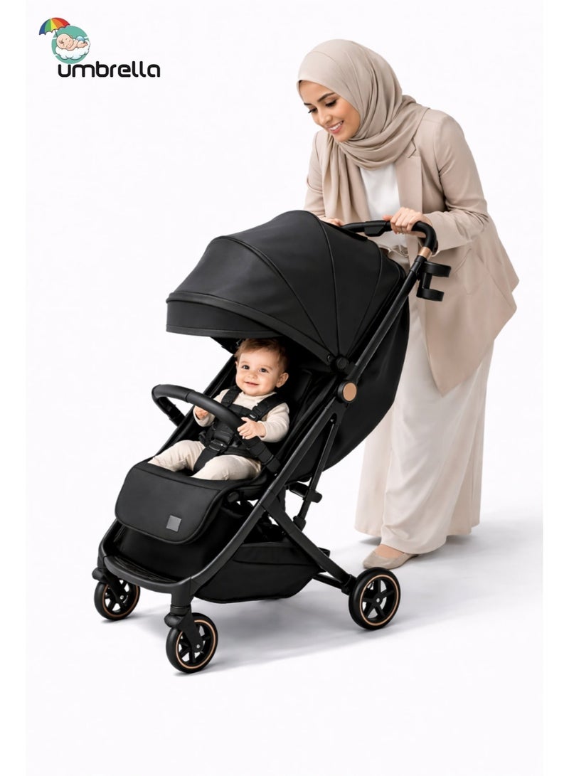 امبريلا عربية اطفال امبريلا اكس 5 ار  ذراع قلاب  وطاوله طعام  عالية الجودة-أسود - Image 2