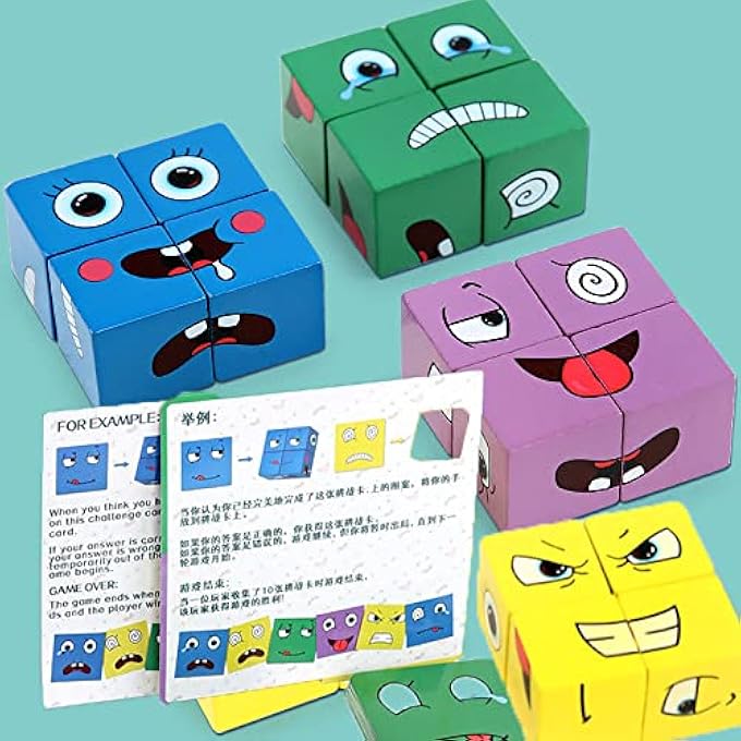 WOODEN CUBE PUZZLE, 16 PUZZLE BUILDING CUBES RUBIK'S CUBE TOY, MONTESSORI IQ PUZZLE BUILDING CUBE GAME, MONTESSORI LEARNING TOY THINKING TRAINING BUILDING BLOCKS FOR CHILDREN 3+ YEARS OLD - Image 3
