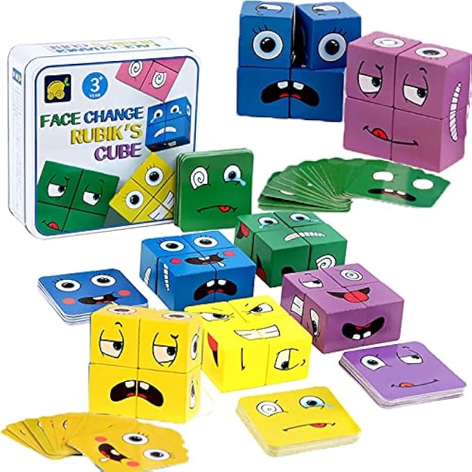 WOODEN CUBE PUZZLE, 16 PUZZLE BUILDING CUBES RUBIK'S CUBE TOY, MONTESSORI IQ PUZZLE BUILDING CUBE GAME, MONTESSORI LEARNING TOY THINKING TRAINING BUILDING BLOCKS FOR CHILDREN 3+ YEARS OLD - Image 1