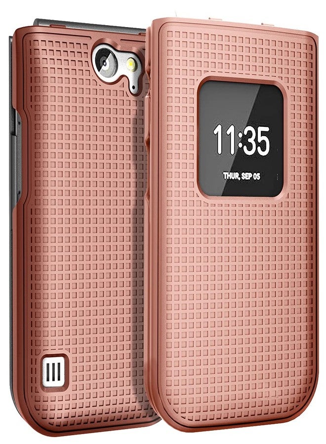 نيكيد سيل فون جراب Nakedcellphone لهاتف نوكيا 2720 V القابل للطي، [ذهبي وردي] غطاء حماية صلب قابل للتركيب [بنقشة شبكية] لشبكة فيريزون TA-1295، 2720V - Image 1