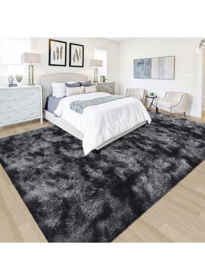 JiaoBaba Black Grey Tie-Dyed Rug for Living Room 6x9 Fluffy Area Rug Mat Bedside Throw Rug for Bedroom Kids Room Boys Teens Nursery Baby Dorm Office Home Decor Aesthetic Carpets - Image 4