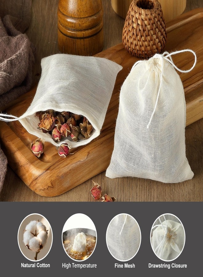 DAJLFA 20 PCS Reusable Tea Bags, DAJLFA Empty Muslin Sachet Bags with Drawstring, Spice Bags for Cooking, Loose Tea, Herb, Natural Cotton (4 X 3 Inches) - Image 3