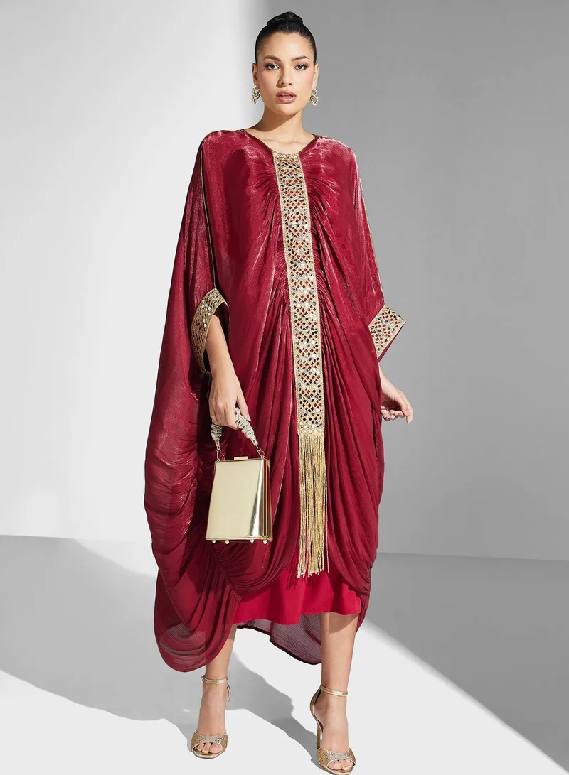 Yaser albik Draped Embellished Dress