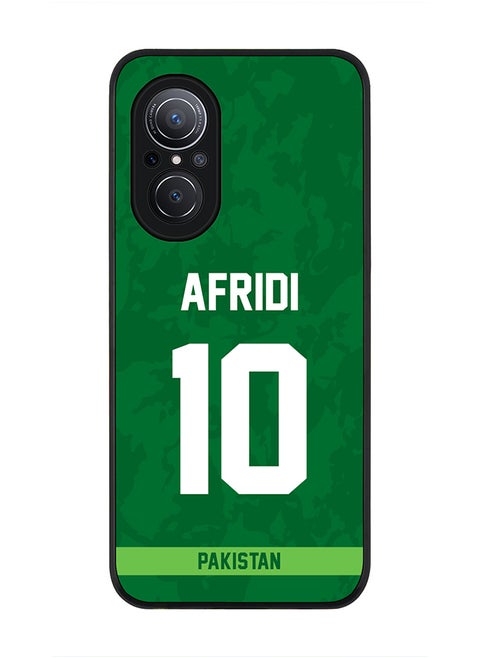 Rugged Black Edge Case for Huawei Nova 9 SE , Slim fit Soft Case Flexible Rubber Edges Thin Cover - Player Name - AFRIDI, Jersey Number- 10