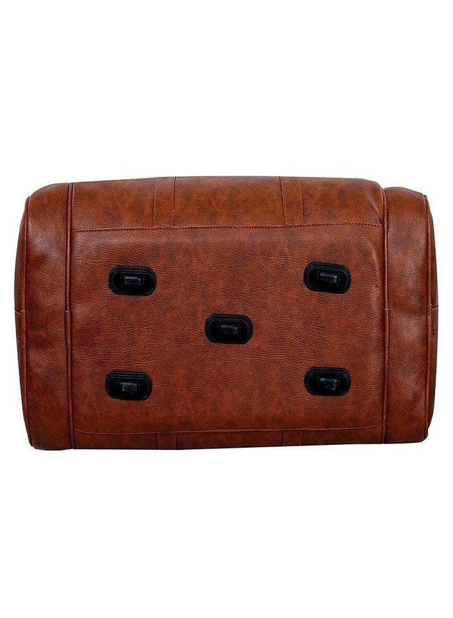 Leather World 55 L Vegan Leather Weekender Travel Duffle Luggage Bag with Detachable Shoulder Strap for Men & Women - Tan - Image 3