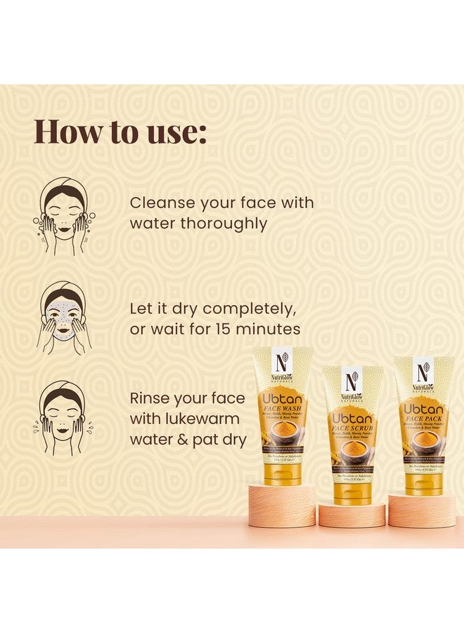 NutriGlow NATURAL'S Ubtan Face Wash (100g), Facial Kit (60g), Face Scrub (100g), Face Pack (100g), Pack of 4 - Image 4