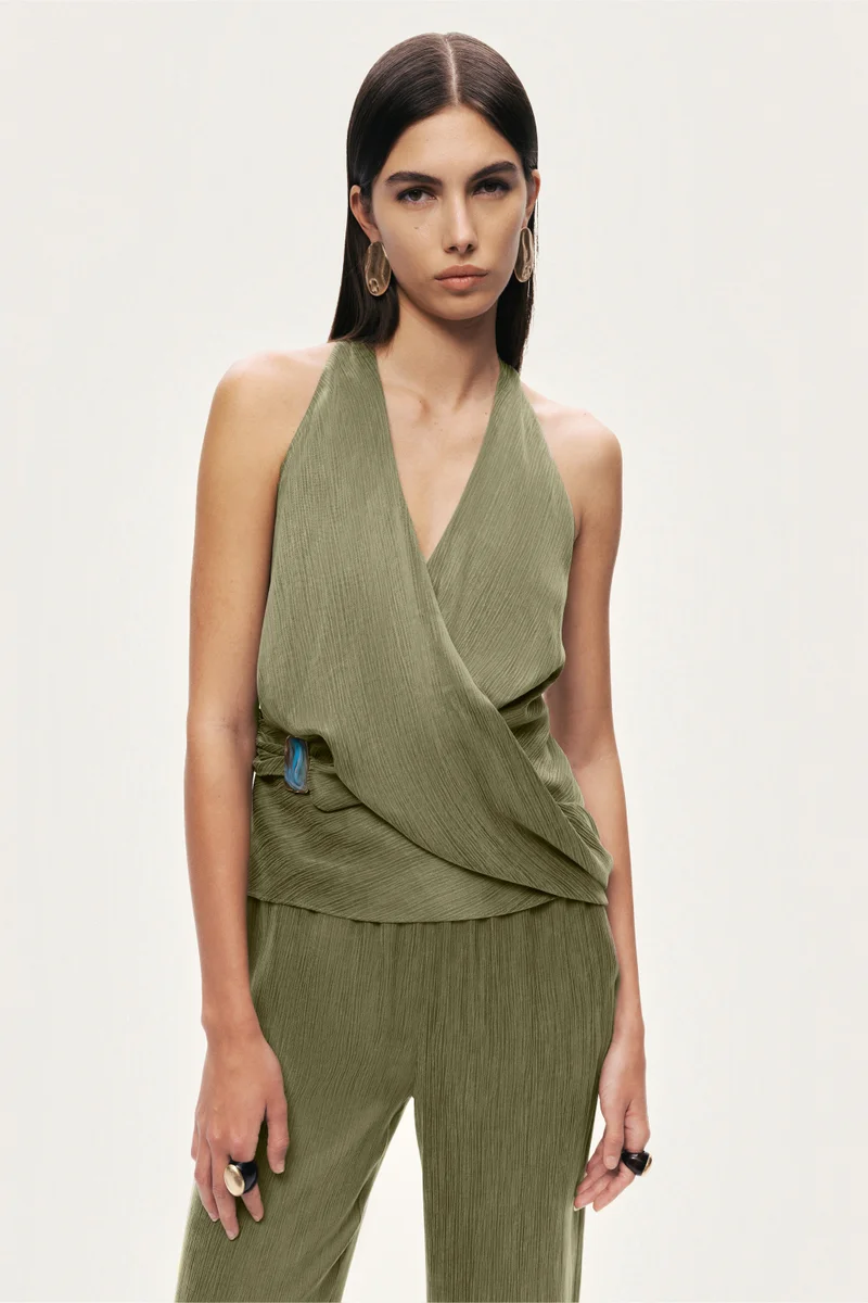 نوكتورن Asymmetric Halter Wrap Top