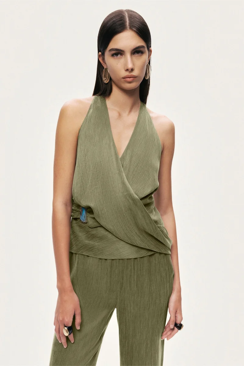نوكتورن Asymmetric Halter Wrap Top