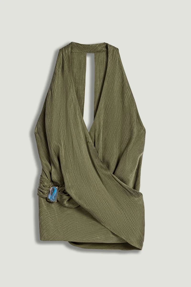 Nocturne  Asymmetric Halter Wrap Top for Women | Best Price UAE