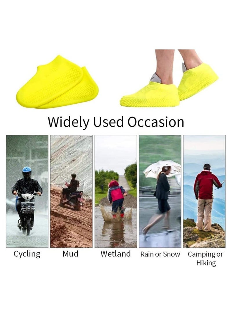 Waterproof Silicone Shoe Cover, Reusable Non Slip Rubber Rain Shoe Cover, Unisex Shoe Protectors Outdoor with Non-Slip Sole for Rainy, Snowy, Outdoor Protection, 1 Pair, Yellow - Image 4