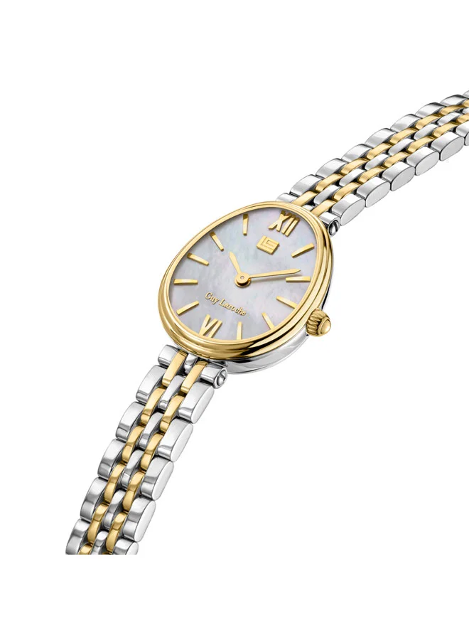 غاي لاروش Lauren White Dial Stainless Steel Bracelet Analog Watch for Women, 26mm