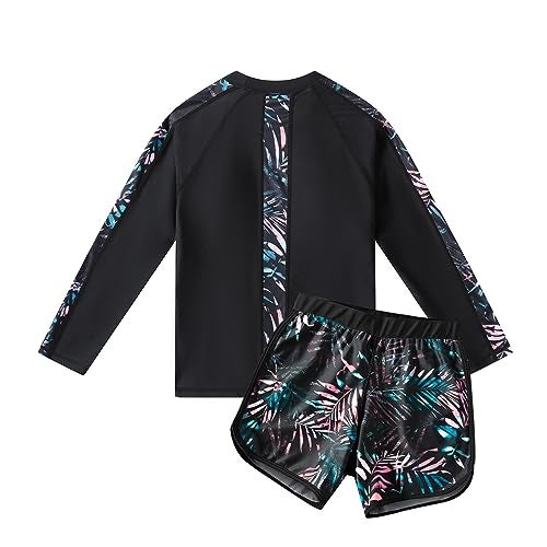 KID1234 Girls Swimsuit Long Sleeve Swimsuit for Girls Rash Guard Swimwear Two Piece Bathing Suit with Headband - Image 2