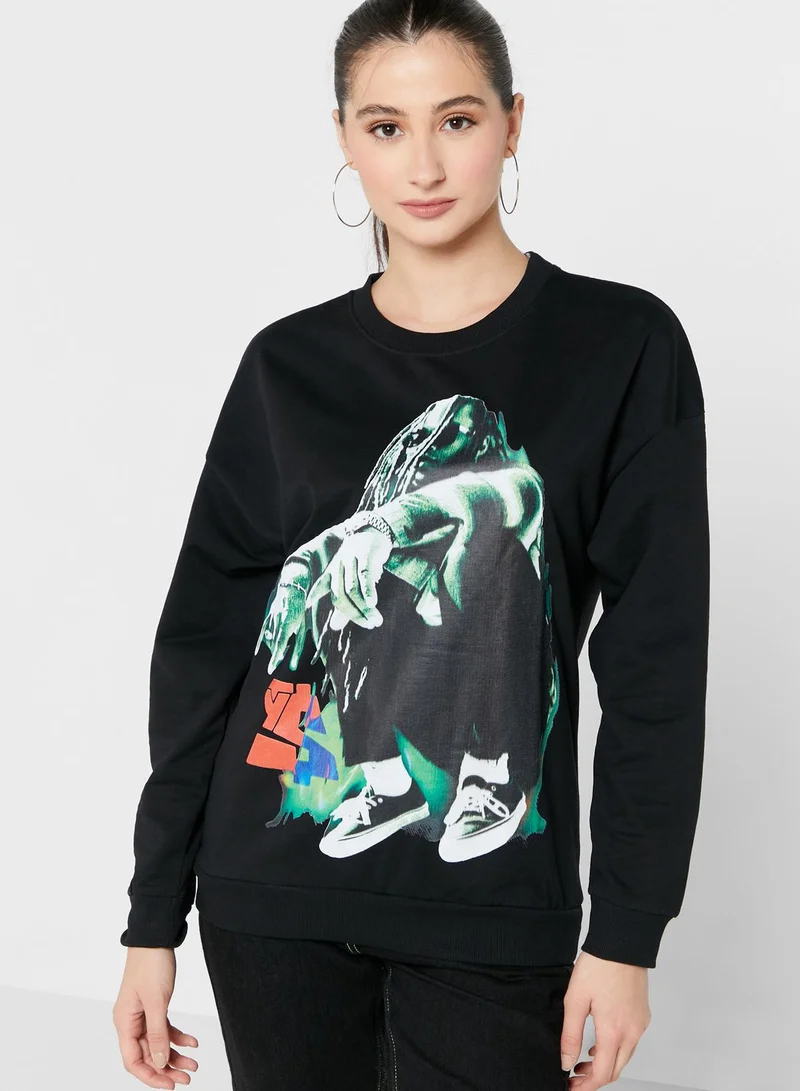 WMX Round Neck Graphic Sweatshirt
