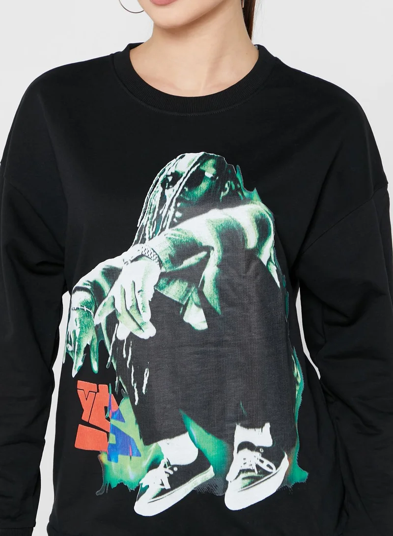 WMX Round Neck Graphic Sweatshirt