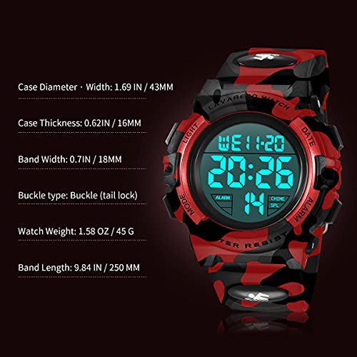 A ALPS Kids Watch,Boys Watch for 3-15 Year Old Boys,Digital Sport Outdoor Multifunctional Chronograph LED 50 M Waterproof Alarm Calendar Analog Watch for Children with Silicone Band,Kids Gift - Image 5