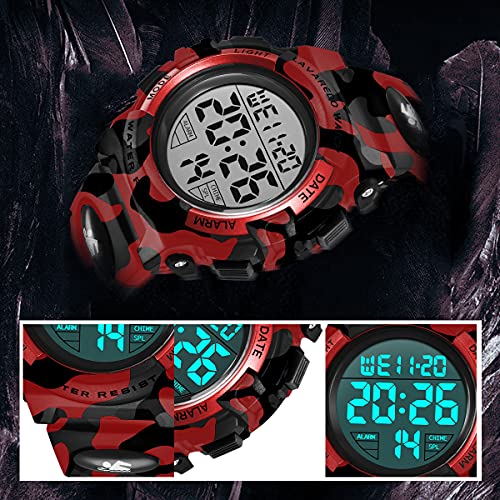 A ALPS Kids Watch,Boys Watch for 3-15 Year Old Boys,Digital Sport Outdoor Multifunctional Chronograph LED 50 M Waterproof Alarm Calendar Analog Watch for Children with Silicone Band,Kids Gift - Image 3