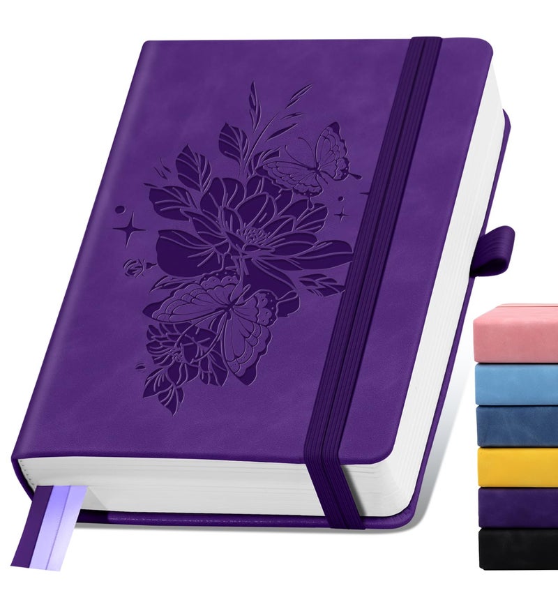 ALKALO Lined Journal Notebook 365 Pages, A5 Leather Journals for Writing Women & Men, Hardcover Notebook with 100GSM Thick Paper, Daily Journal Notebook for Travel, Work, School, Note Taking, College Ruled - Image 1