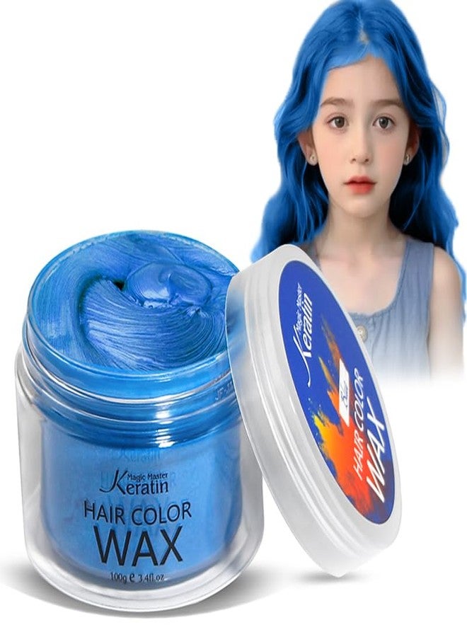 Magic Master Keratin Temporary Hair Color for Kids Blue, Hair Wax Color Dye for Dark Hair Instant Colored Hair Gel Hairstyle Wax Cream Mud Pomade 3.4 Oz Girl Gifts, Party, Cosplay & Halloween - Image 1