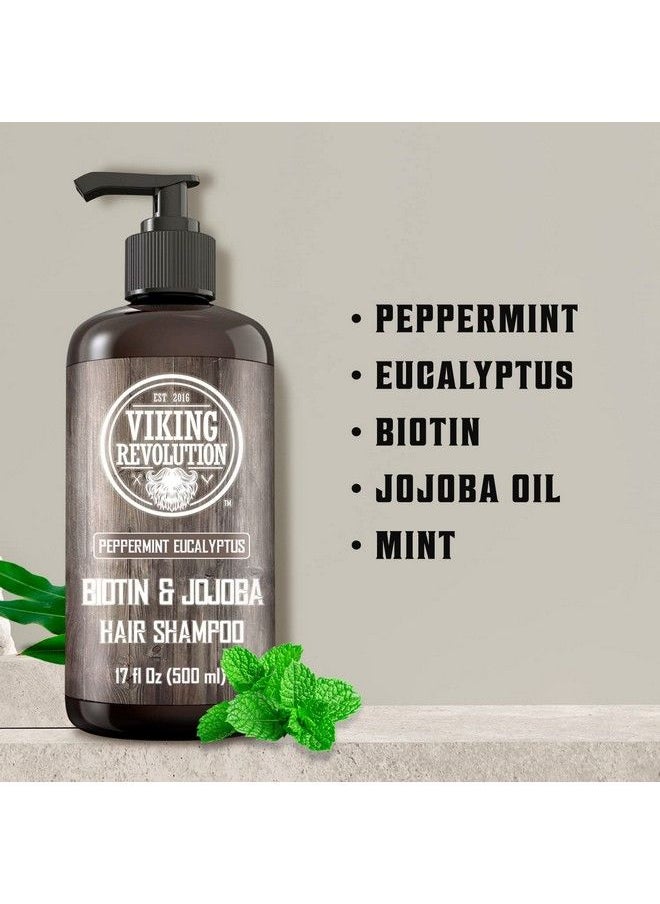 Viking Revolution - Biotin Mens Shampoo Eucalyptus And Peppermint Shampoo With Jojoba Oil And Mint Oil Hair Loss Shampoo For Men With Biotin Mens Shampoo For Thinning Hair (17 Oz) - Image 1