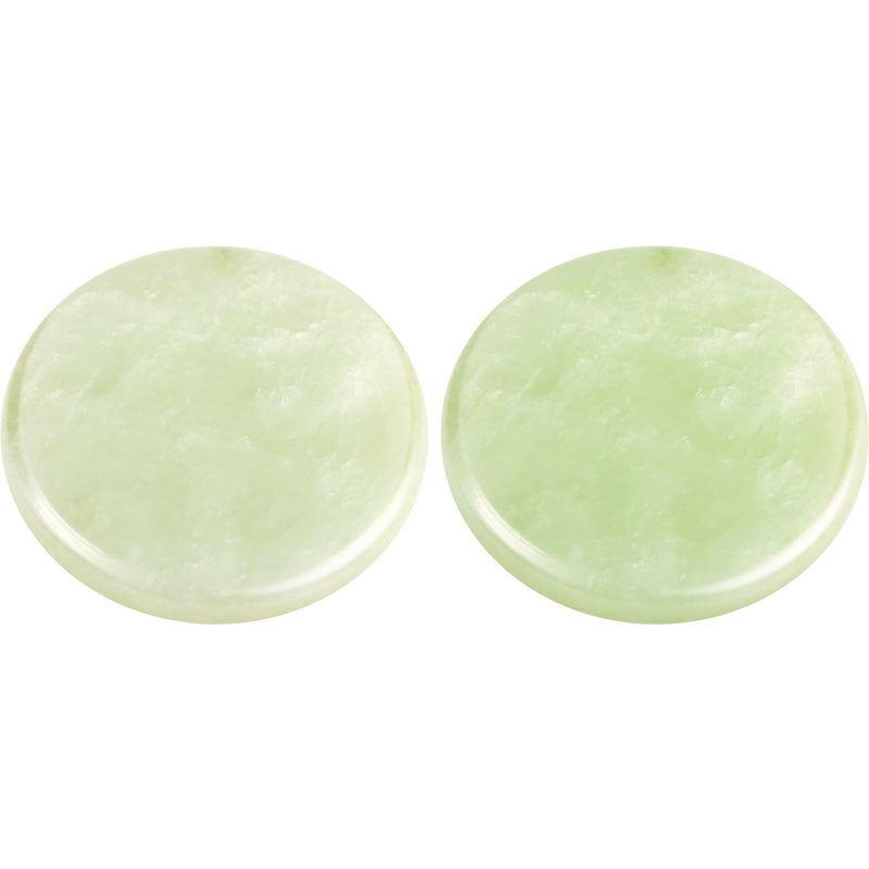 Bememo 2 Pieces Jade Stone for Lash Glue Eyelash Extension Round Jade Stone Lash Glue Holders Adhesive Pallet Fake Eyelash Holder Base 2 Inch(Green)