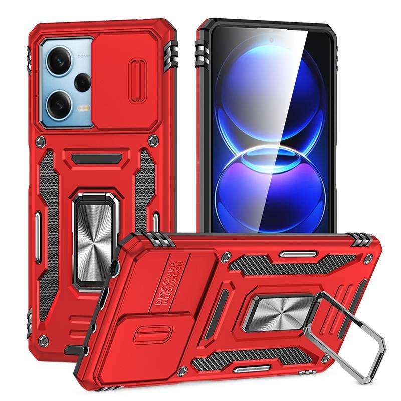 TPU+PC Protective Case for Redmi Note 13 Pro with Drop Protection and Anti-Fingerprint plus Shockproof plus Kickstand plus Strong Magnetic in Red - Image 1