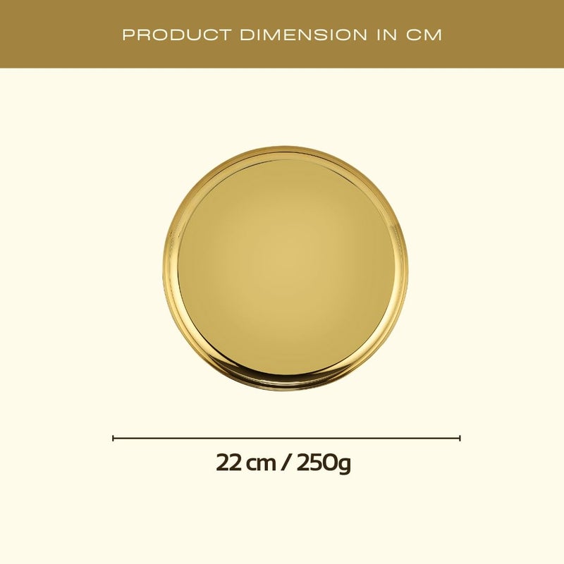 Chakmak Chakmak Cherry Quarter Plate PVD Gold 6 Pcs Set PVD Coated Stainless Steel Plates Set for Kitchen Gold Finish 6Pcs - Image 3