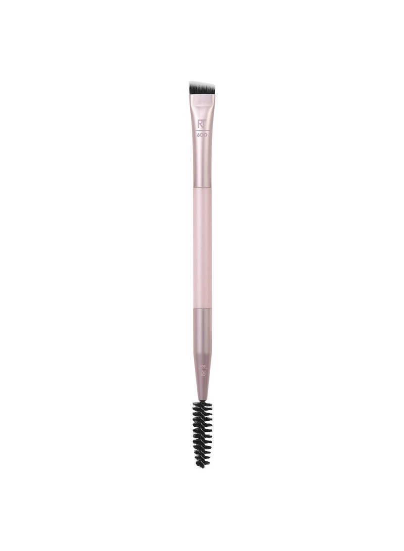 REAL TECHNIQUES Dual-Ended Brow Brush For Shaping & Filling, Travel-Friendly Spoolie, Blend Natural Full OR Laminated Brows, Luxury Applicator 1 Count Pink - Image 2