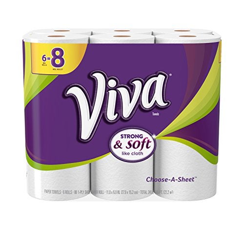 VIVA ChooseASheet Paper Towels White Big Roll 6 Rolls ClothLike Texture Strong Soft Paper Towels for Ultimate Clean - Image 1