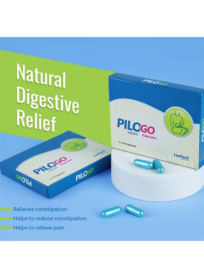 Leeford Pilogo Natural Piles Care Capsules | Ayurvedic Relief for Piles | Natural Ingredients | Constipation, Inflammation & Pain Relief | 10 Count Pack of 2 - Image 2