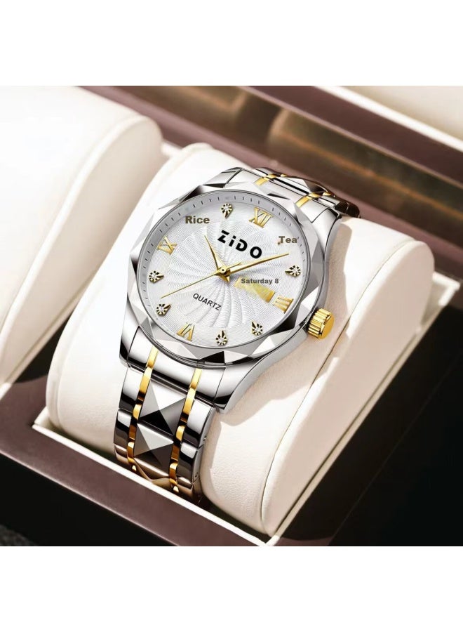 Zido Men's Fashion Versatile Dual Calendar High-end Watch Silver Dial Model 7