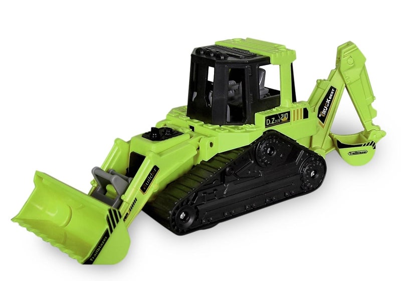 Tec Tavakkal Construction Realistic 2 in 1 Excavator Bulldozer Truck for Kids, Construction Toys Engineer Vehicle Pushdozer Toy Truck Machine (Excavator and Bulldozer Green) - Image 5