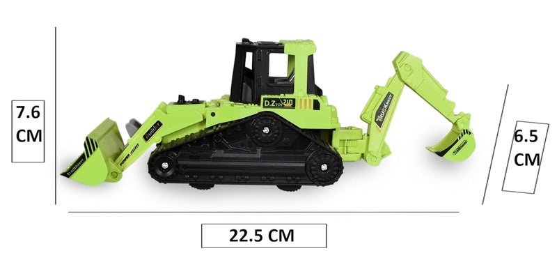 Tec Tavakkal Construction Realistic 2 in 1 Excavator Bulldozer Truck for Kids, Construction Toys Engineer Vehicle Pushdozer Toy Truck Machine (Excavator and Bulldozer Green) - Image 2