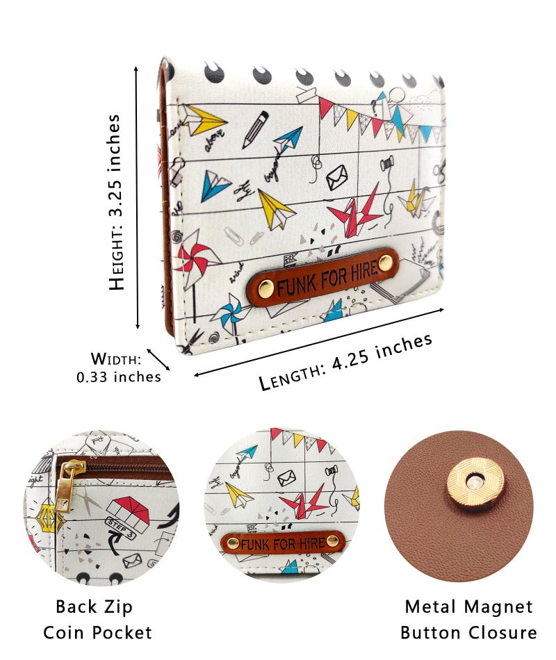 Funk For Hire Combo of Printed Leatherette Mobile Holder Pouch Sling Bag with Pocket Wallet - White and Brown - Image 5