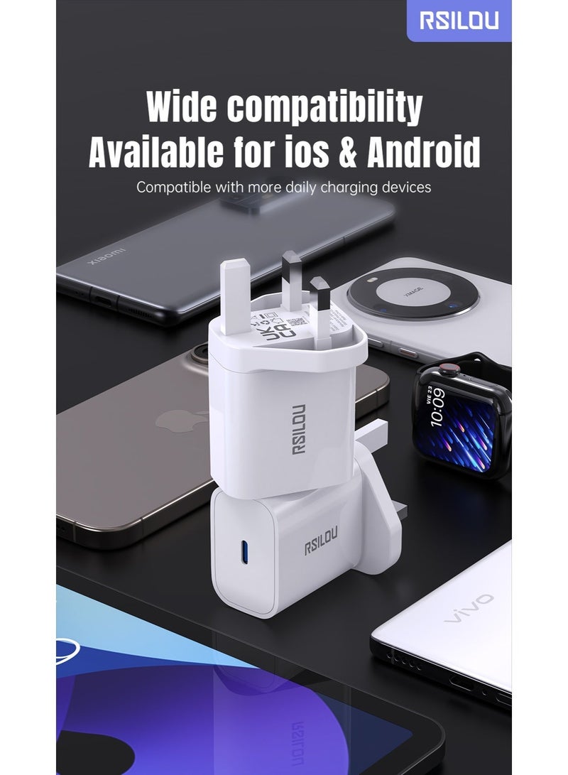 RSILOU R4231 - 20W Type-C Fast Charging Wall Charger with 100cm Type-C Cable | Smart Power Adapter for All Mobile Phones | Compact & Safe Design - Image 3