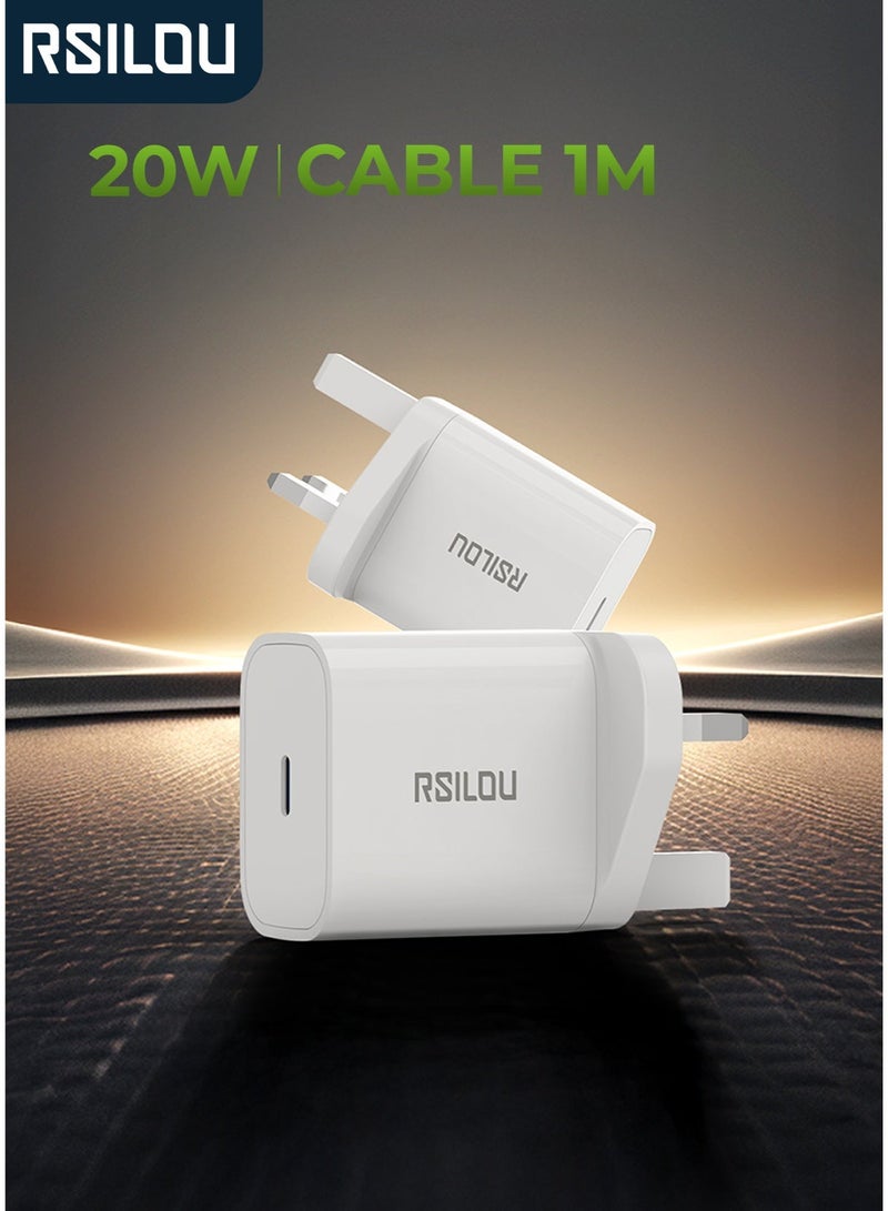 RSILOU R4231 - 20W Type-C Fast Charging Wall Charger with 100cm Type-C Cable | Smart Power Adapter for All Mobile Phones | Compact & Safe Design - Image 1
