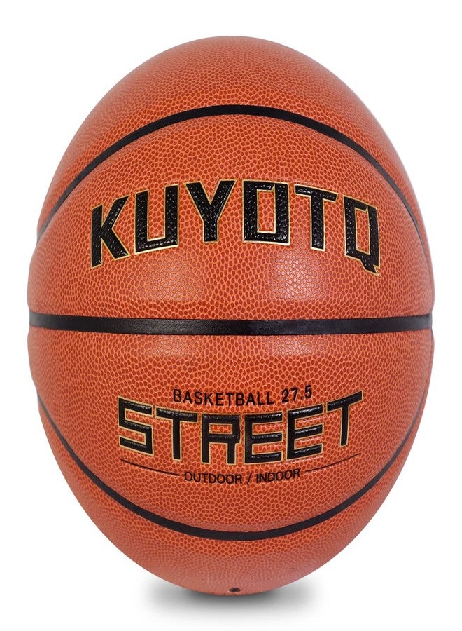 KUYOTQ كرة سلة للأطفال والشباب من KUYOTQ، مقاس 5 (27.5 بوصة)، مصنوعة من جلد مركب ناعم، ذات قنوات عميقة ومقاومة للتآكل، هدية مثالية للأولاد والبنات (برتقالي، غير منفوخ). - Image 1