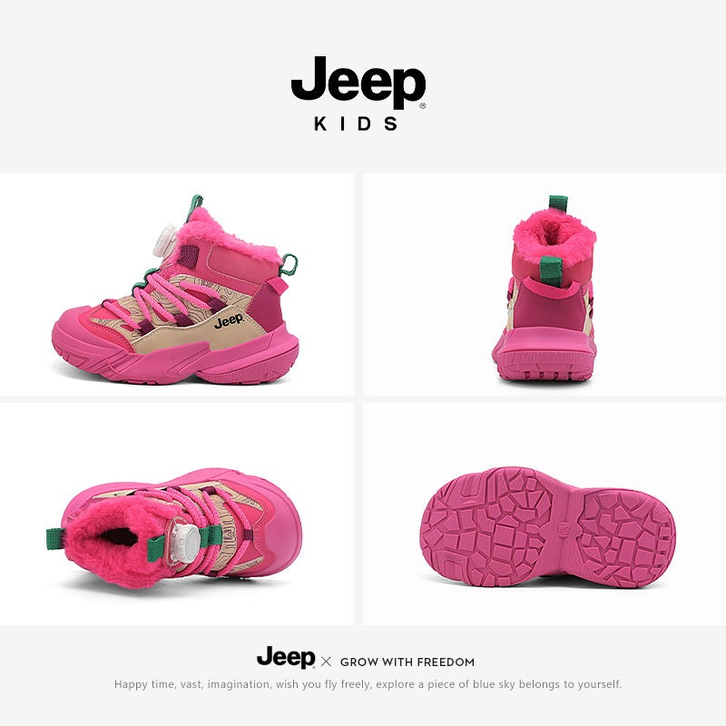 Jeep Children'S Shoes Girls' Large Cotton Shoes Winter Fleece-Lined Children'S Sneaker High-Top Warm Boys' Shoes - Image 4