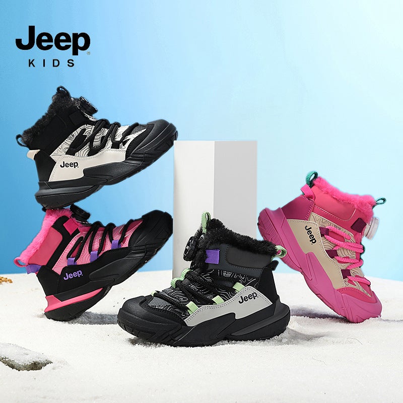 Jeep Children'S Shoes Girls' Large Cotton Shoes Winter Fleece-Lined Children'S Sneaker High-Top Warm Boys' Shoes - Image 5