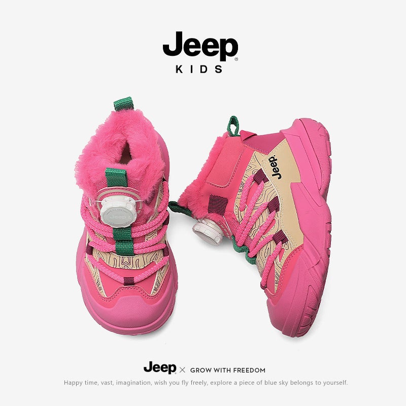 Jeep Children'S Shoes Girls' Large Cotton Shoes Winter Fleece-Lined Children'S Sneaker High-Top Warm Boys' Shoes - Image 3