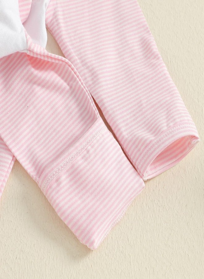 Socutebabe Newborn Daddys Girl Baby Clothes Going Coming Home Outfit Fall Winter Onesie Romper Cute Smocked Jumpsuit (Daddys Girl Bow Striped Pink, 0-3 Months) - Image 5